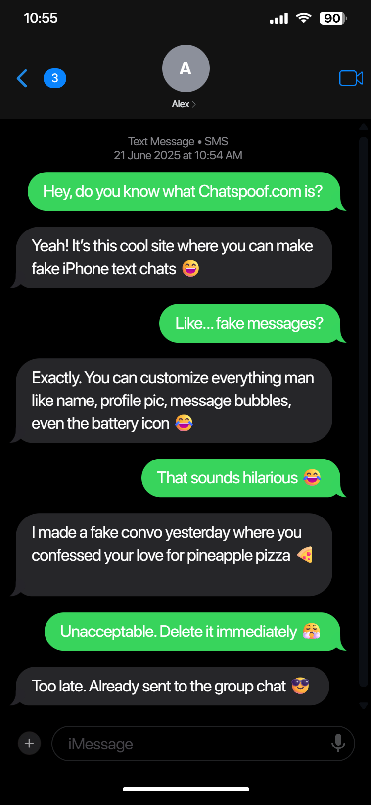 Fake iPhone Chat Example