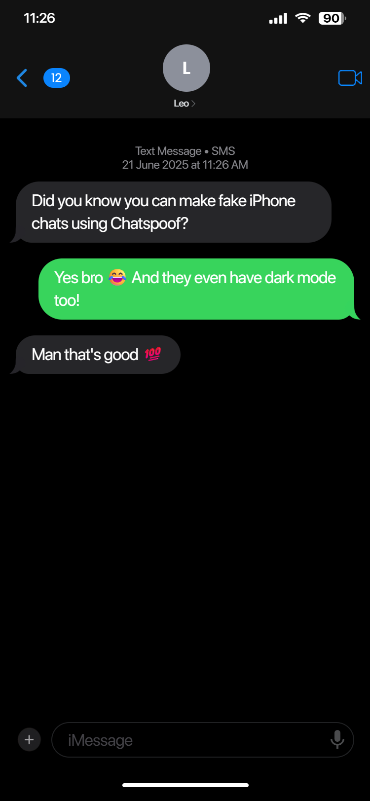 Dark Mode iPhone Chat Example