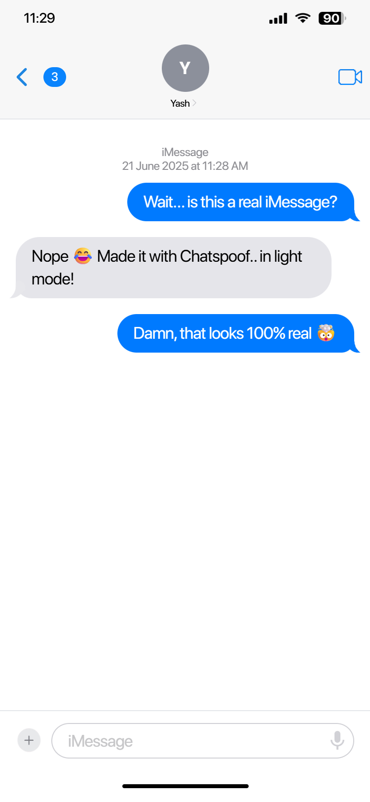 Light Mode iPhone Chat Example